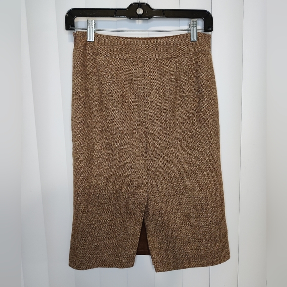 Loft Brown Wool Blend Pencil Skirt Size 0 - Picture 2 of 5